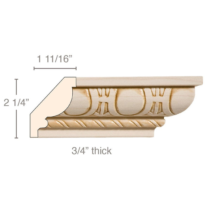 Egg & Dart with Rope, 2 3/4''w x 3/4''d Cornice Mouldings White River Hardwoods   