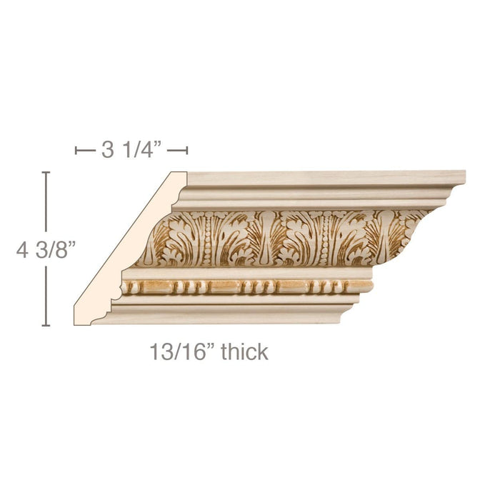 Large Acanthus with Bead and Barrel, 5 1/2''w x 13/16''d Cornice Mouldings White River Hardwoods   