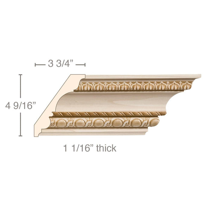 Lamb's Tongue with Rope and Running Coin, 5 7/8''w x 1 1/16''d Cornice Mouldings White River Hardwoods   