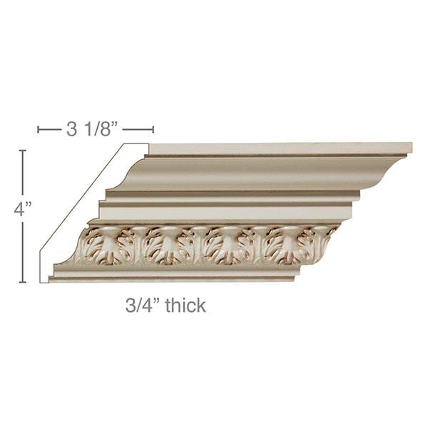 Small Acanthus Leaf, 5"w x 3/4"d Cornice Mouldings White River Hardwoods   