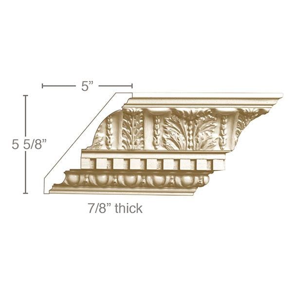 Large Acanthus with Dentil (Repeats 7 1/2), 7 1/2''w x 7/8''d