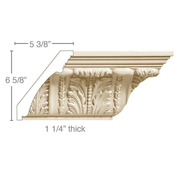 X-Large Acanthus Leaf (Repeats 10 1/4), 8 1/2" w x 1 1/4" d Cornice Mouldings White River Hardwoods   