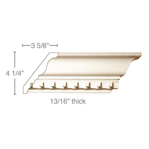 Large Dentil Crown (Dentil is overlay), 5 1/2''w x 13/16''d — Mouldings.com