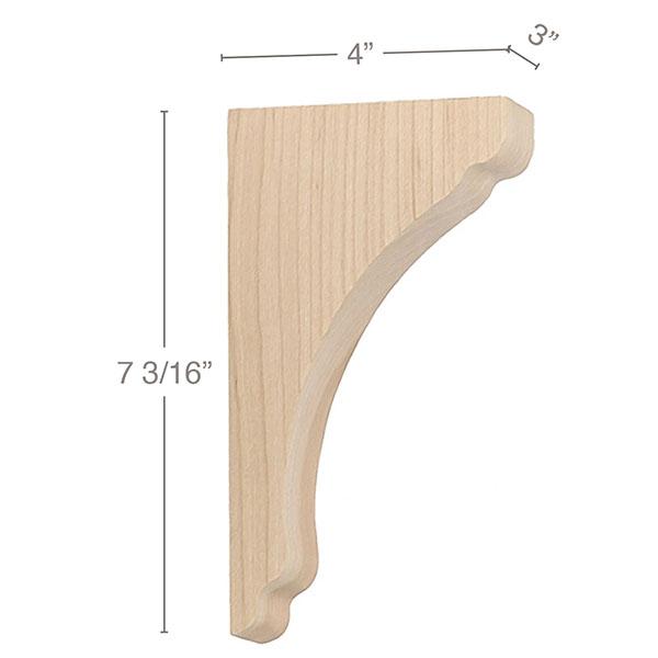Shaker Extra Small Bar Bracket Corbel, 3"w x 7 3/16''h x 4"d Carved Corbels White River Hardwoods   