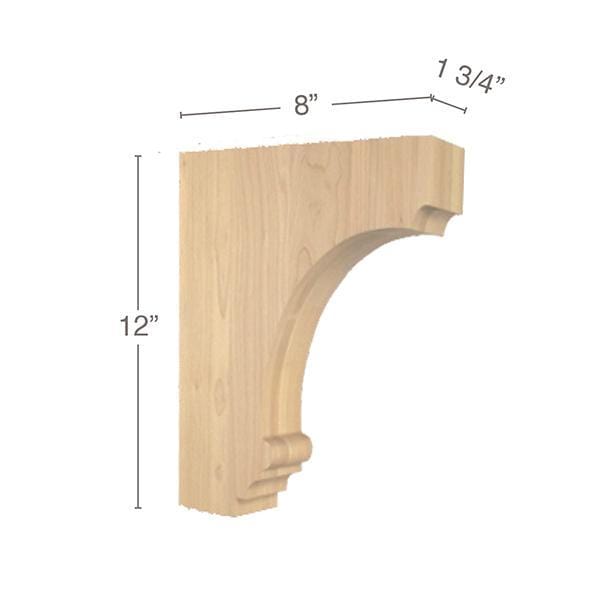 Cavetto Large Bar Bracket, 1  3/4"w x 12"h x 8"d Carved Corbels White River Hardwoods   