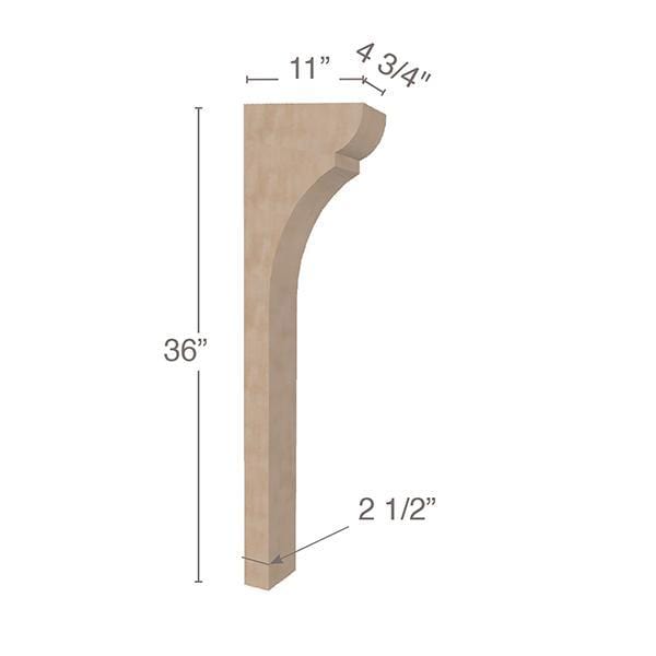 Shaker Trim To Fit Corbel, 4  3/4"w x 36"h x 16"d Carved Corbels White River Hardwoods   