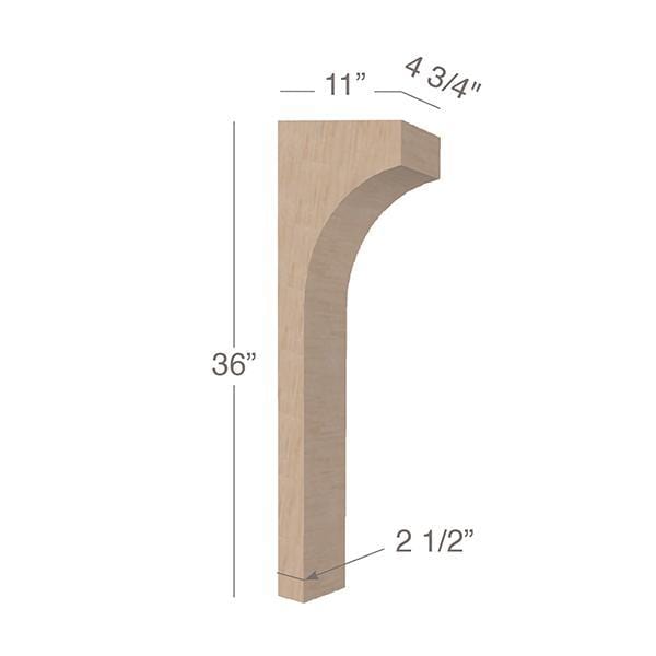 Contemporary Trim To Fit Corbel - Low Profile, 4  3/4"w x 36"h x 11"d Carved Corbels White River Hardwoods   