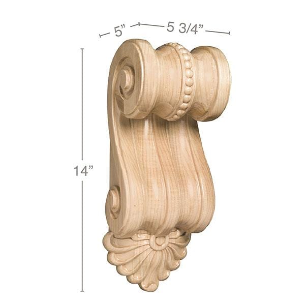 Large Scrolled Corbel, 5 3/4''w x 14''h x 5''d Carved Corbels White River Hardwoods   