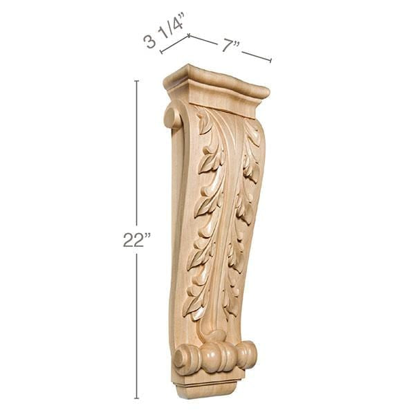 Extra Large Acanthus Corbel, 7"w x 22"h x 3 1/4"d Carved Corbels White River Hardwoods   