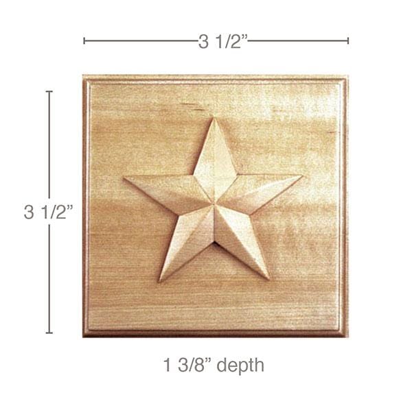 Small Star Rosette (Sold 2 per card, accepts 13/16" casing, star is 2 1/2), 3 1/2''w x 3 1/2''h x 1 3/8''d