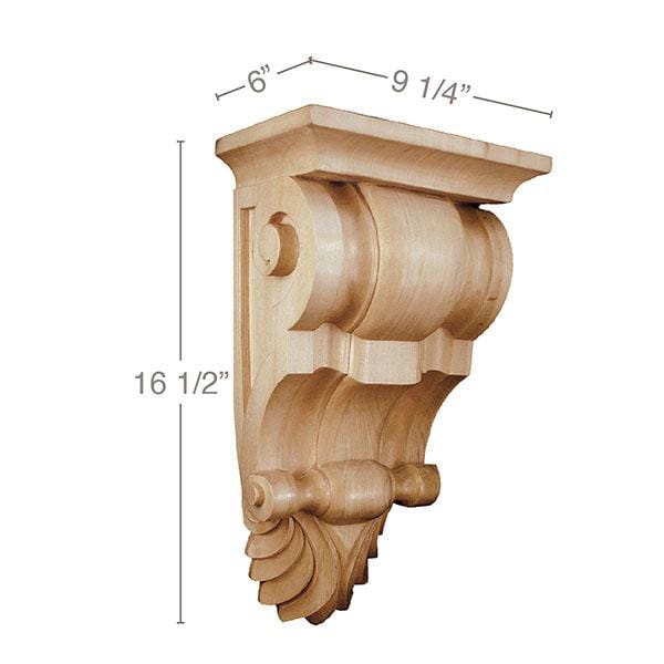 Large Fluted Corbel, 9 1/4''w x 16 1/2''h x 6''d