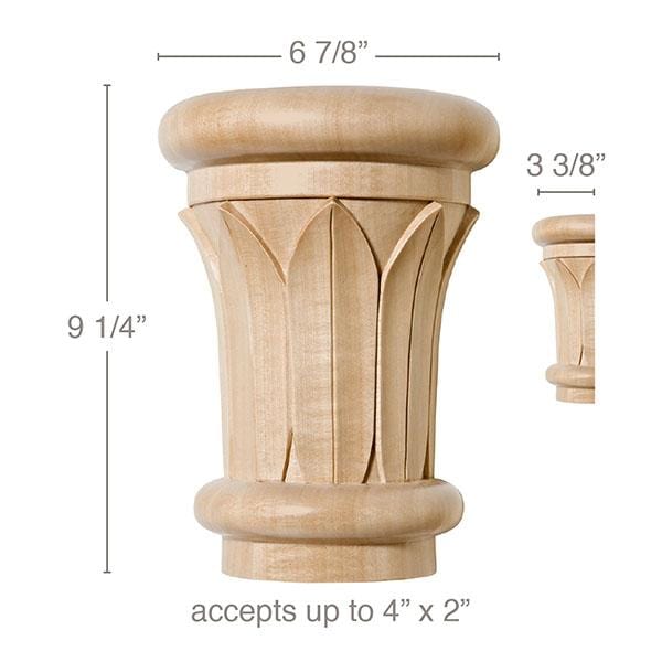 Grand Papyrus Capital, 6 7/8"w x 9 1/4"h x 3 3/8"d, (accepts up to 4"w x 2"d) Carved Capitals White River Hardwoods   