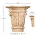 Large Acanthus Capital, 4 5/8''w x 4 3/4''h x 2 3/8''d,  (accepts up to 2"w x 1"d), Sold 2 per package Carved Capitals White River Hardwoods   