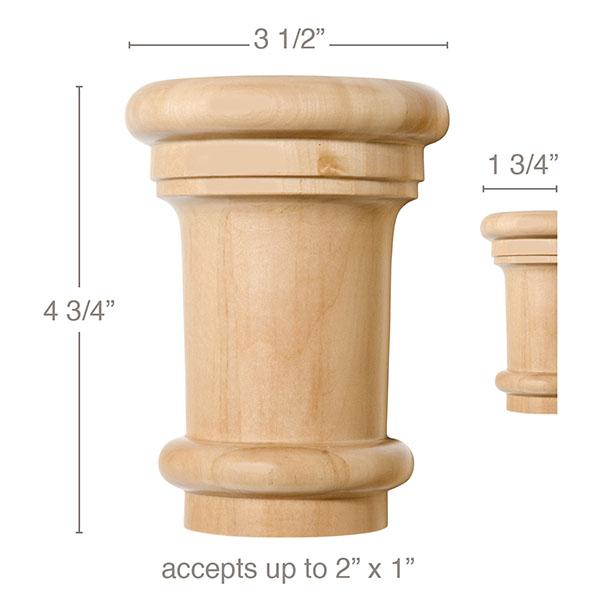 Large Traditional Capital, 3 1/2''w x 4 3/4''h x 1 3/4''d, (accepts up to 2"w x 1"d), Sold 2 per package