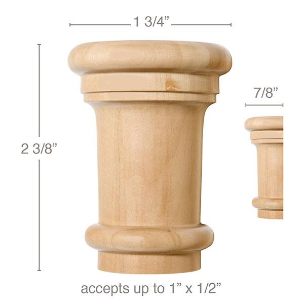 Small Traditional Capital, 1 3/4''w x 2 3/8''h x 7/8''d, (accepts up to 1"w x 1/2"d), Sold 2 per package