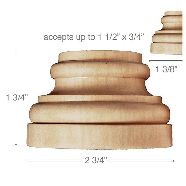 Medium Traditional Plynth, 2 3/4''w x 1 3/4''h x 1 3/8''d, (accepts up to 1 1/2"w x 3/4"d), Sold 2 per package