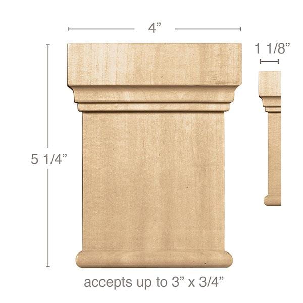 Medium Traditional Capital(Accepts up to 3 x 3/4), 4''w x 5 1/4''h x 1 1/8''d