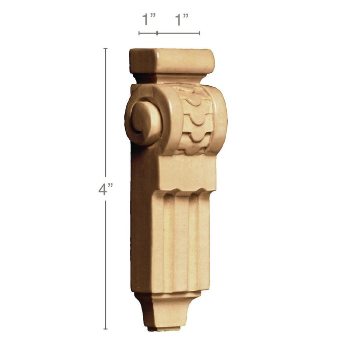 Petite Imbricated Corbel(Sold 4 per card), 1''w x 4''h x 1''d Carved Corbels White River Hardwoods   