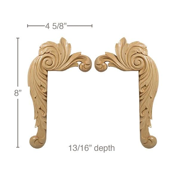 Small Acanthus Corners, 4 5/8"w x 8"h x 13/16"d