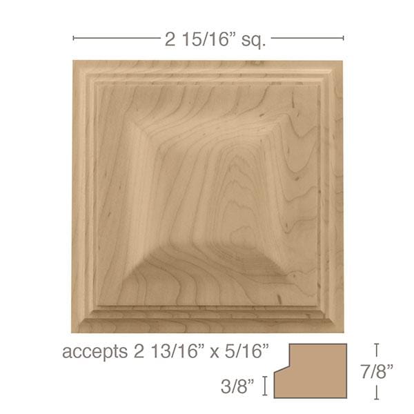 Petit Triad Rosette, 2 15/16" sq. x 7/8"d Carved Rosettes Brown Wood, Inc   