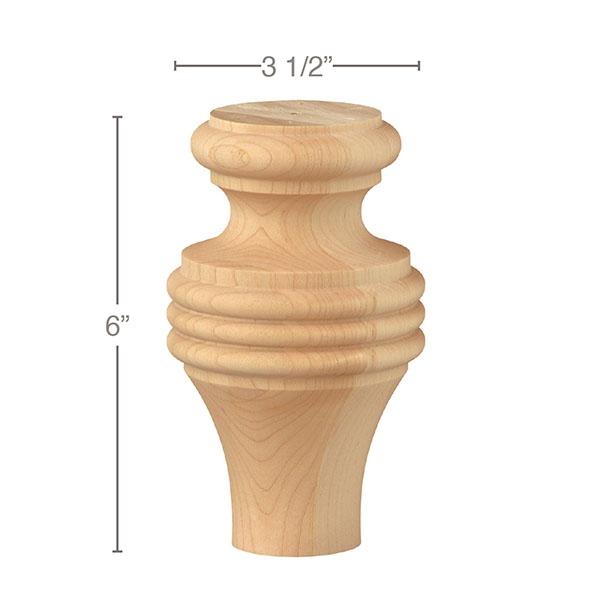 Tall Country French Foot, 3 1/2'' dia. x 6''h Carved Bun feet White River Hardwoods   