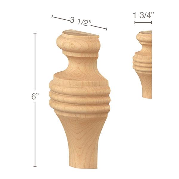Tall Country French Split Foot, 1 Pair, 3 1/2"w x 6"h x 1 3/4"d Carved Bun feet White River Hardwoods   