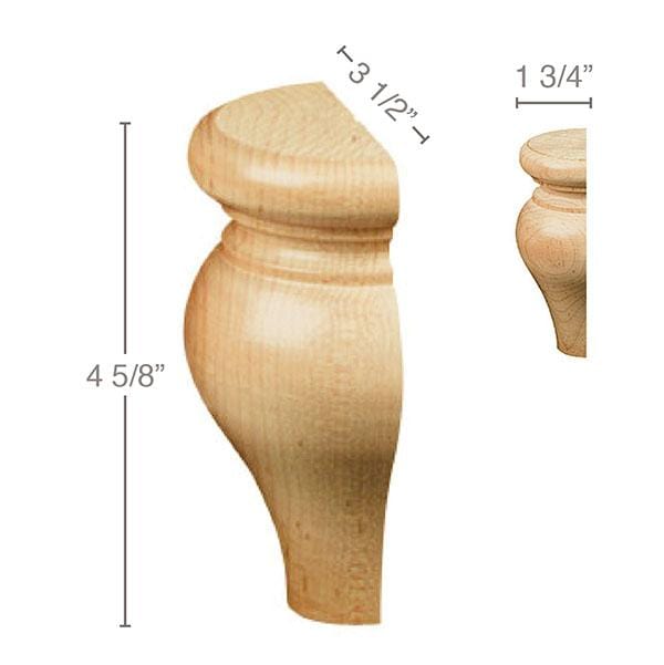 Tulip Split Foot, 1 Pair, 3 1/2"w x 4 5/8"h x 1 3/4"d Carved Bun feet White River Hardwoods   
