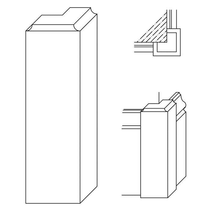 Large Base Block (Outside Corner), 2 1/8'' x 7'' x 1 1/16'', Poplar
