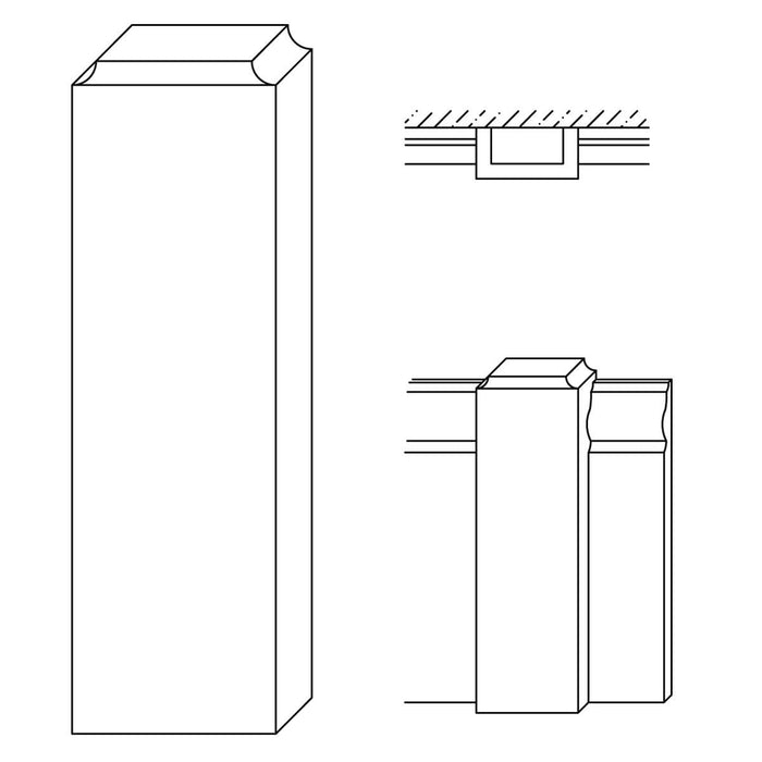 Large Base Block (Mid Room), 2 1/8 x 7 x 1 1/16'', Poplar
