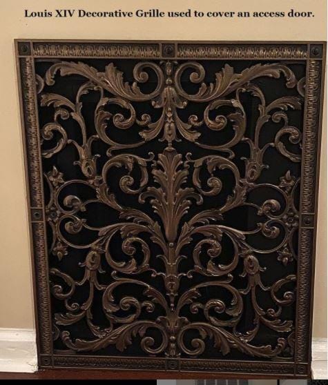 Louis XIV style grille for Duct Size of 14"- Please allow 1-2 weeks. Decorative Grilles White River - Interior Décor   