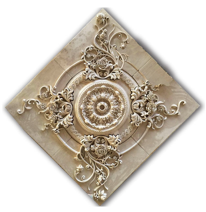 Bundled French Roses Medallion, 66'' dia x 2.5"d, 5 pieces, 5 3/4'' center hole, Plaster Plaster Medallions White River Hardwoods   