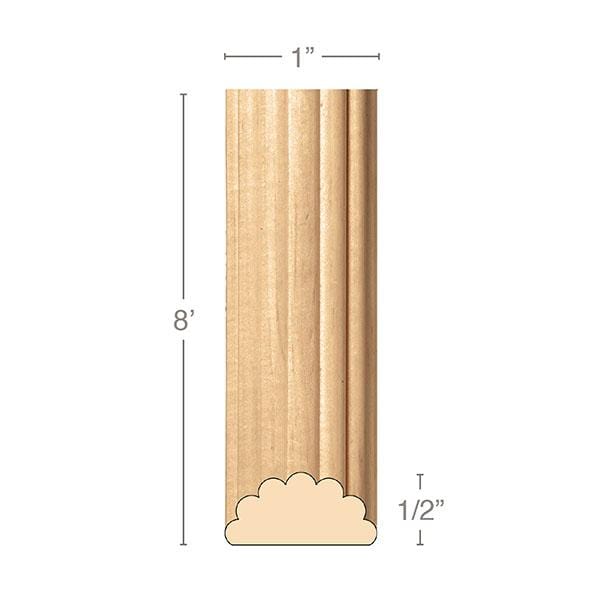 Small Reeded Half Round Lineal, 1"w x 1/2"d x 8' length, Resin is priced per 8' length Carved Mouldings White River Hardwoods   