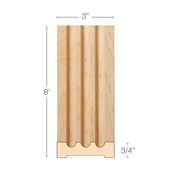 Medium Fluted Pilaster, 3"w x 3/4"d x 8' length, Resin is priced per foot. Carved Mouldings White River Hardwoods   