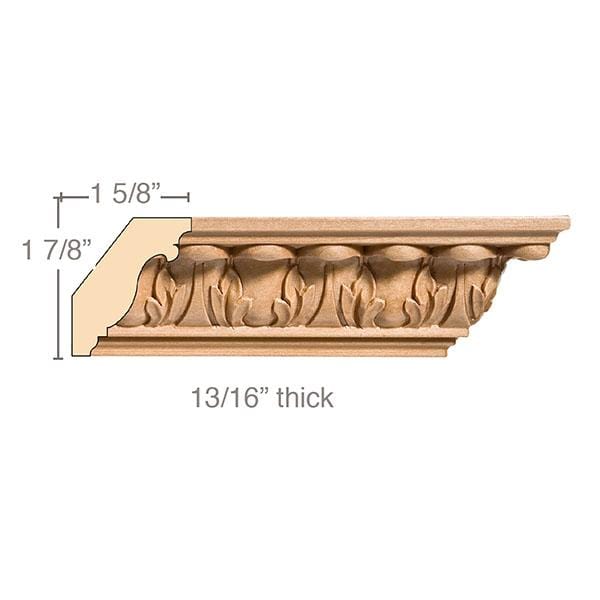 Small Acanthus Crown(Repeats 1 3/4), 2 1/2''w x 13/16''d x 8' length, Resin is priced per 8' length Carved Mouldings White River Hardwoods   