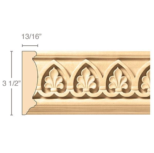 Palmette (Repeats 1 3/4), 3 1/2''w x 13/16''d x 8' length, Resin is priced per 8' length Carved Mouldings White River Hardwoods   