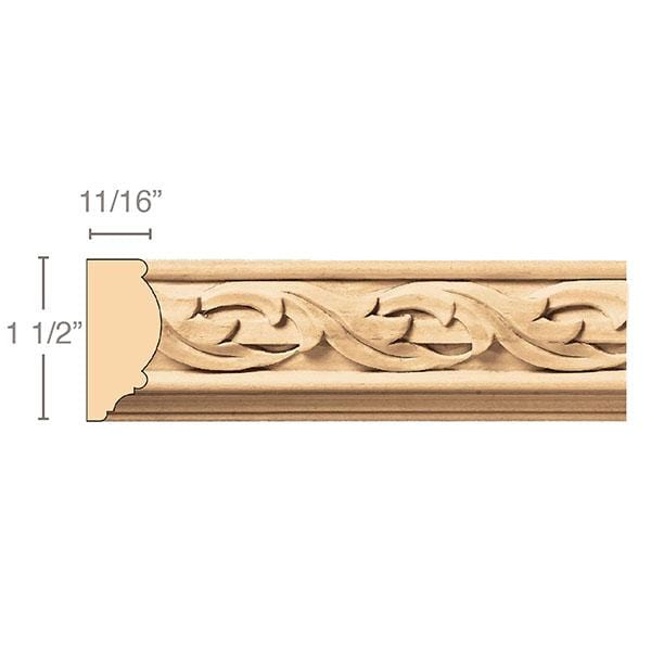 Running Leaf(Repeats 1 5/8), 1 1/2''w x 11/16''d x 8' length, Resin is priced per 8' length Carved Mouldings White River Hardwoods   