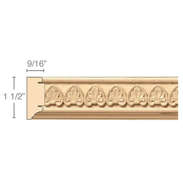Palmette (Repeats 3/4), 1 1/2''w x 9/16''d x 8' length, Resin is priced per 8' length Carved Mouldings White River Hardwoods   