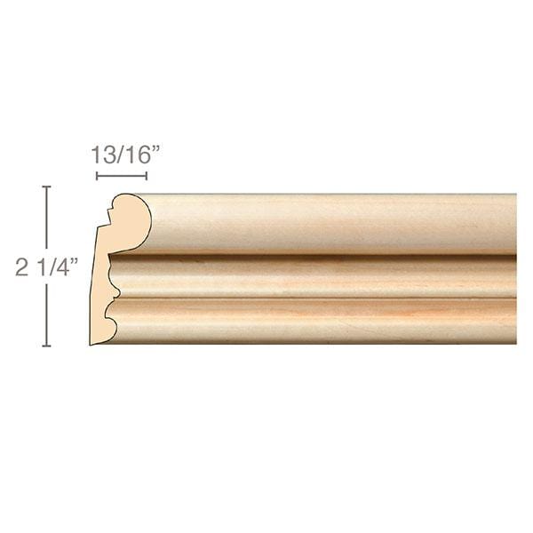 Traditional Lipping Panel Mould(Lips 1/4 to 3/4), 2 1/4''w x 3/4''d x 8' length, Resin is priced per 8' length Carved Mouldings White River Hardwoods   