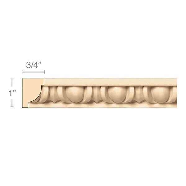 Egg & Dart(Repeats 1 5/8), 1''w x 3/4''d x 8' length, Resin is priced per 8' length Carved Mouldings White River Hardwoods   