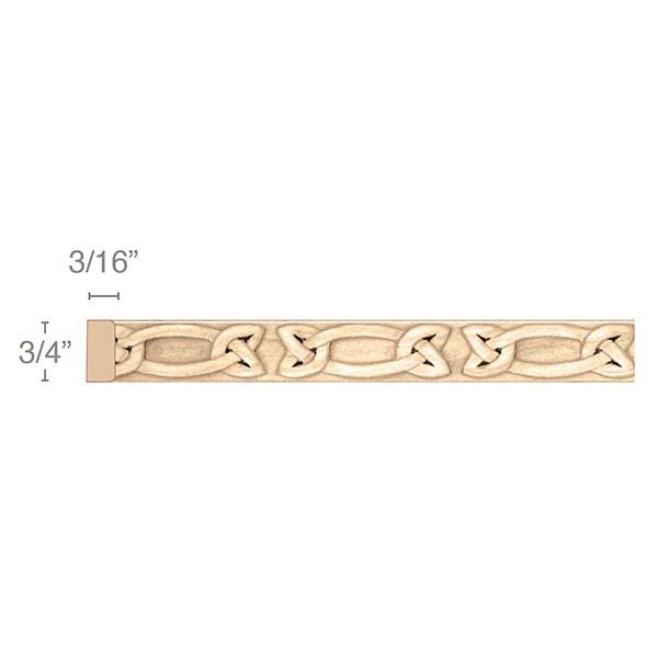 Gaelic Light Rail Insert Moulding, 3/4"w x 3/16"d x 8' length Carved Mouldings Brown Wood, Inc   