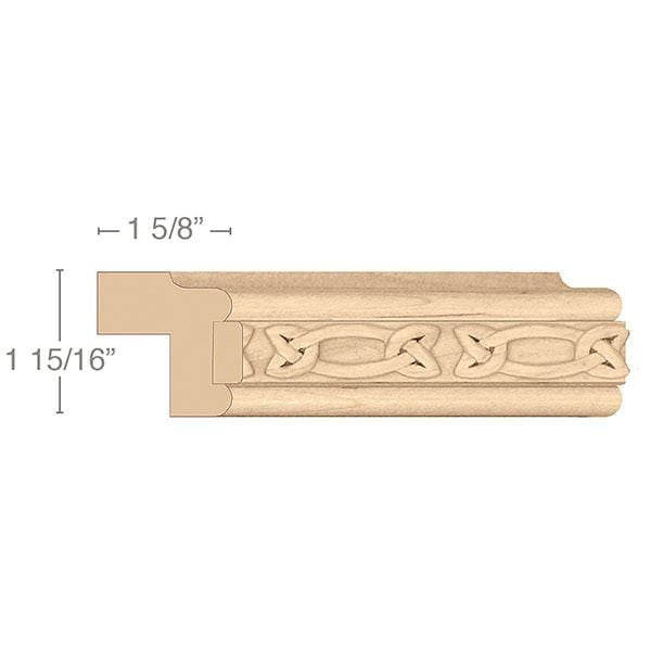 Traditional Light Rail Moulding With Gaelic Insert, 1 15/16"w x 1 5/8"d x 8' length