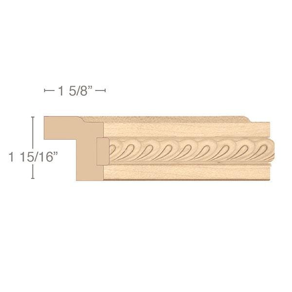 Contemporary Light Rail Moulding With Madeline Insert, 1 15/16"w x 1 5/8"d x 8' length