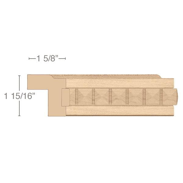 Contemporary Light Rail Moulding With Pinnacle Insert, 1 15/16"w x 1 5/8"d x 8' length