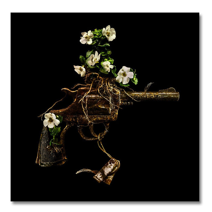 Pushing up Daisies, Photo is made using crushed guns taken off the street by the police. Photograph The American Artist   