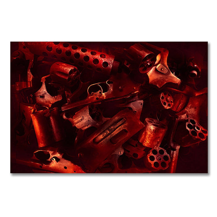Red & Orange, Photo is made using crushed guns taken off the street by the police. Photograph The American Artist   