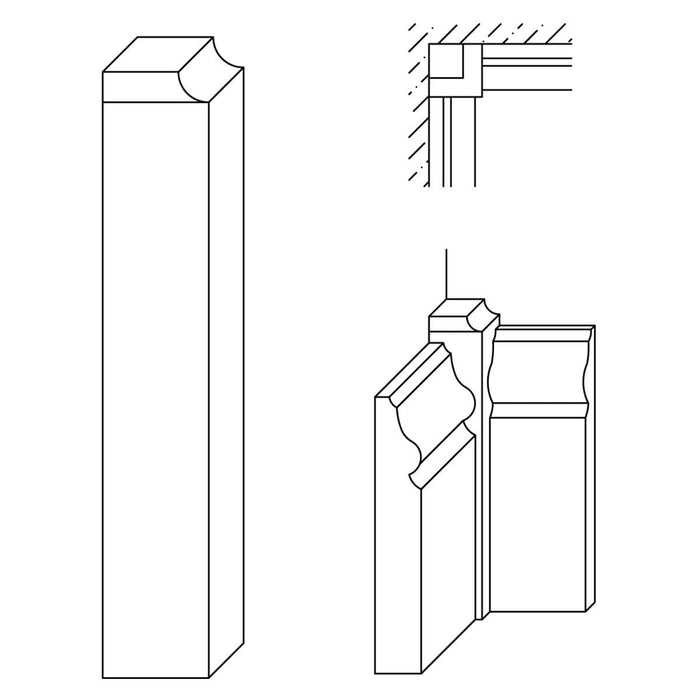 Small Base Block (Inside Corner), 7/8 x 5, Poplar