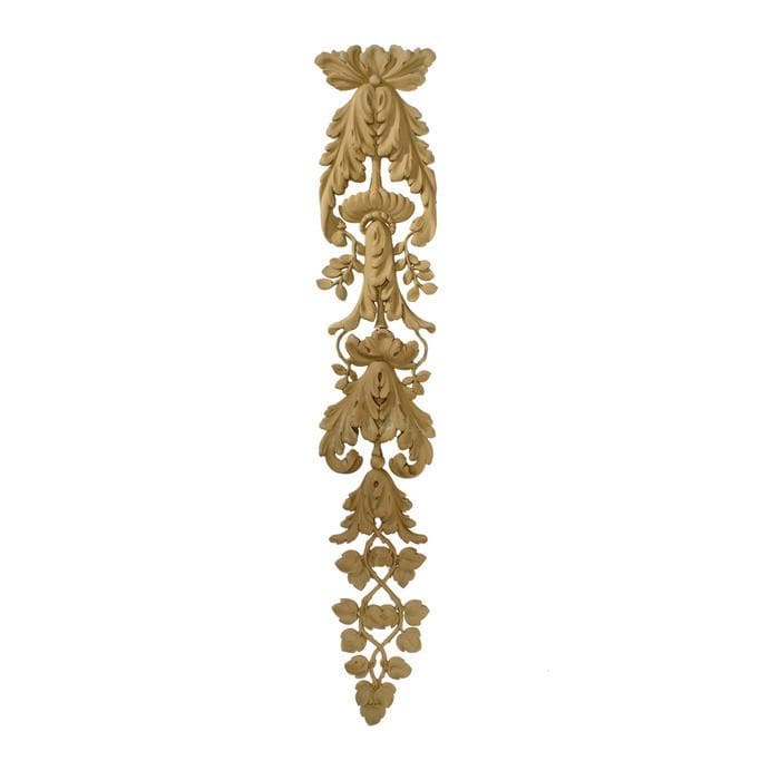 Louis XVI Floral Drop, 6 1/2"w x 32 3/4"h x 1/2"d, Made to Order, Not Returnable, MINIMUM ORDER AMOUNT $200 Onlays - Composition Ornament Decorators Supply   