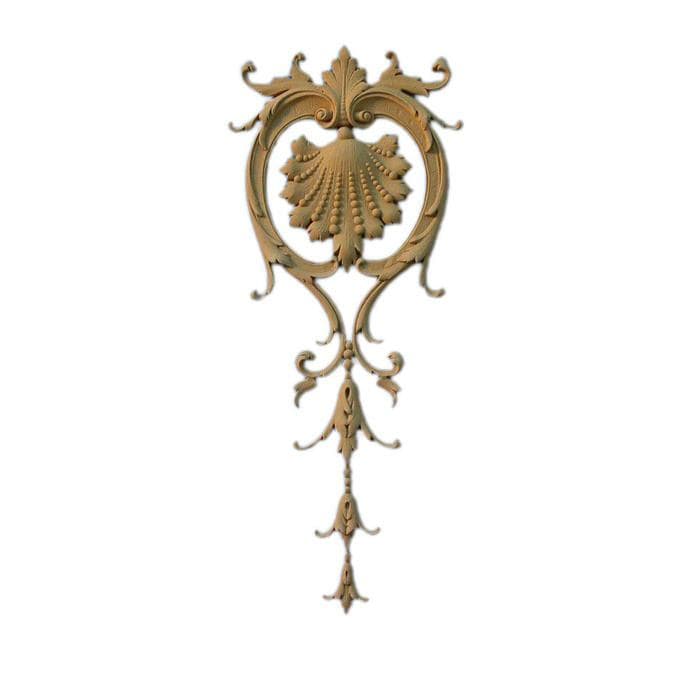French Renaissance Vertical Design Onlay, 6 3/4"w x 16"h x 1/2"d, Made to Order, Not Returnable, MINIMUM ORDER AMOUNT $200