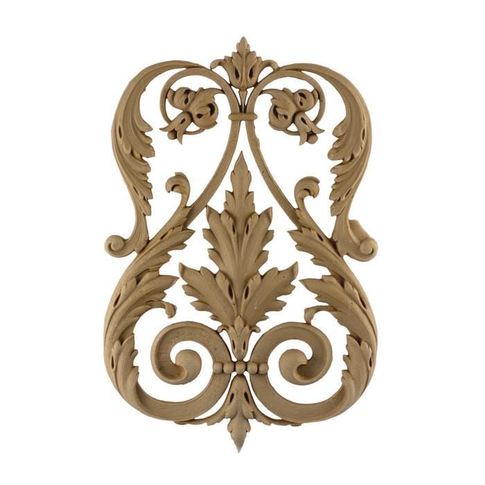 Empire Acanthus Scroll Design Onlay, 8"w x 12"h x 3/4"d, Made to Order, Not Returnable, MINIMUM ORDER AMOUNT $200