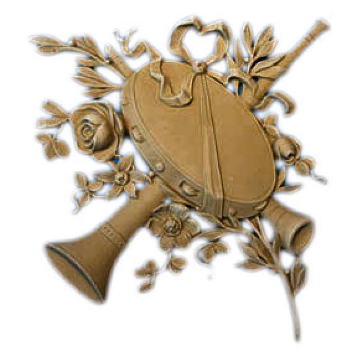 Louis XVI Musical Instrument Onlay, 10 1/2"w x 11"h x 1/2"d, Made to Order, Not Returnable, MINIMUM ORDER AMOUNT $200